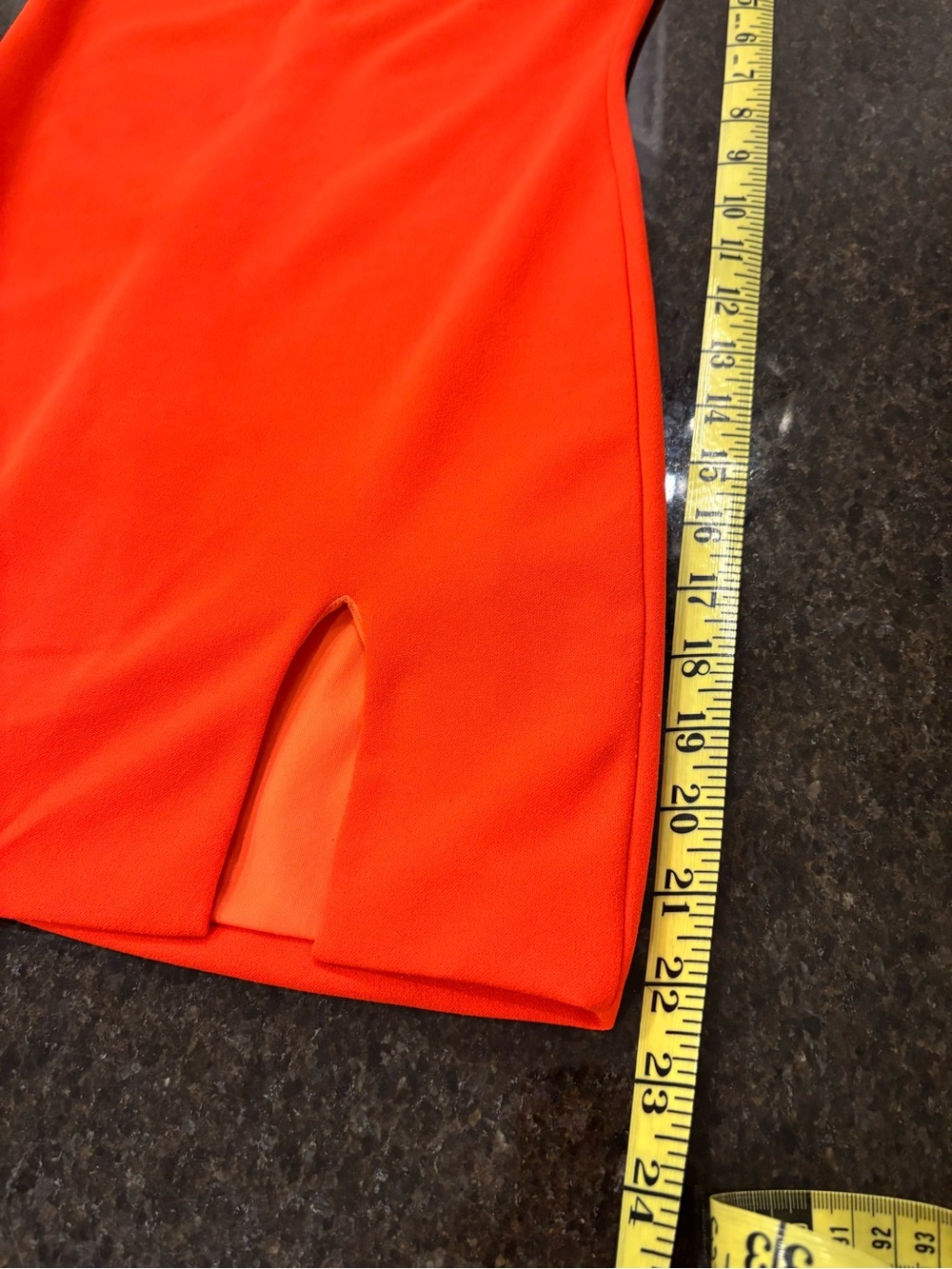 Strapless Orange Mini Dress with Pink Foldover Neckline by boutique brand Klesis - Picture 7 of 7
